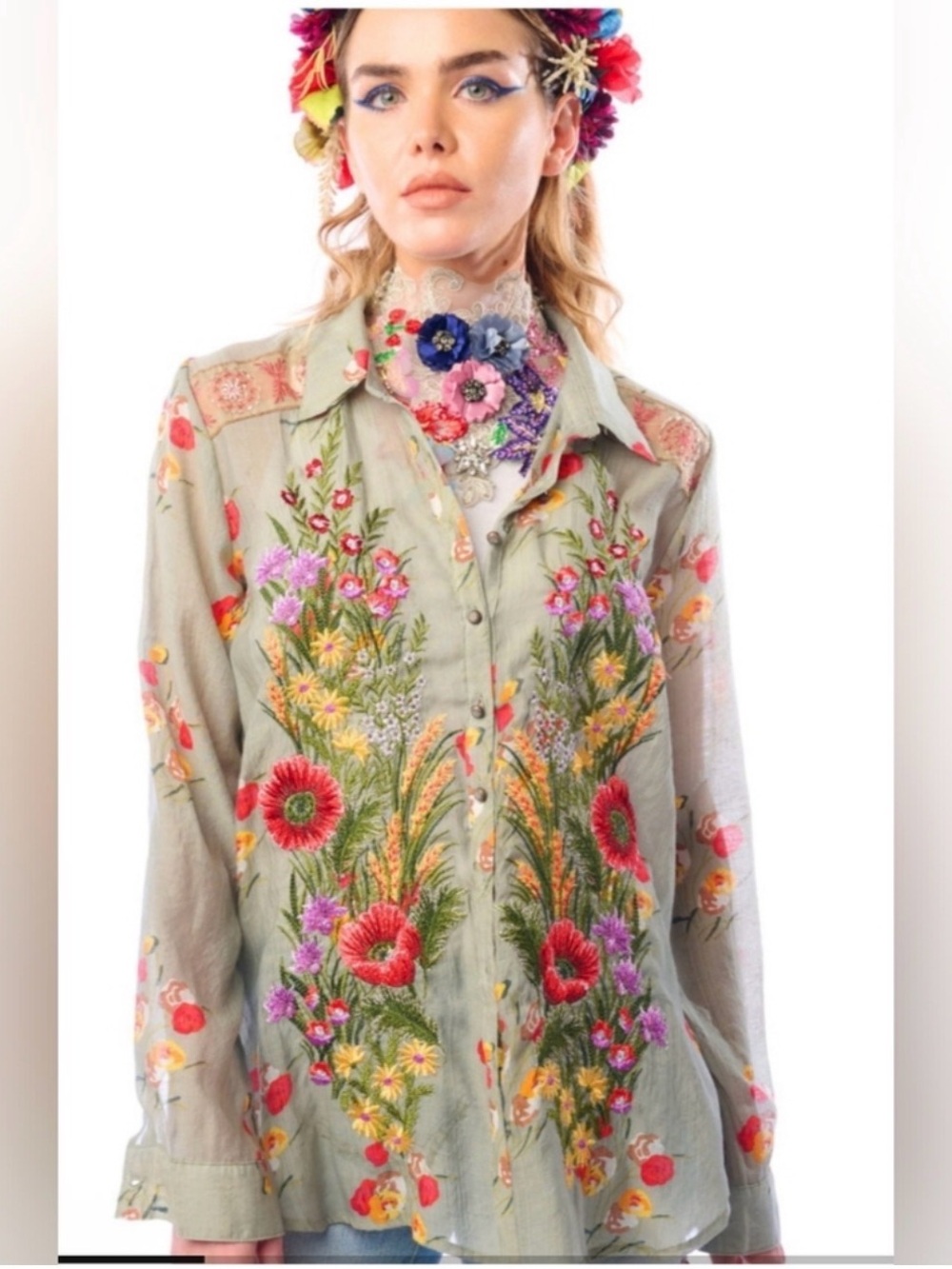 Aratta MIA Grace Floral Embroidered Blouse, NWT